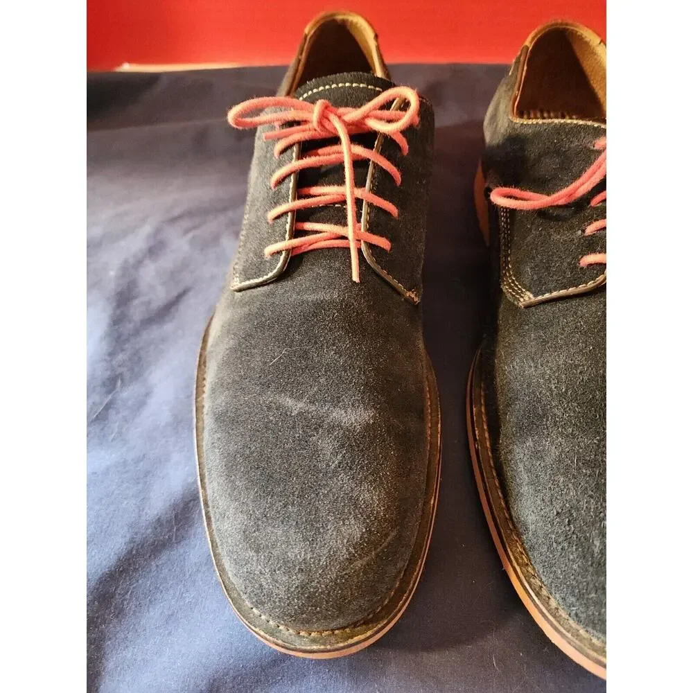 Johnston & Murphy Dress Shoes Mens 11 M Navy Red Oxford Suede